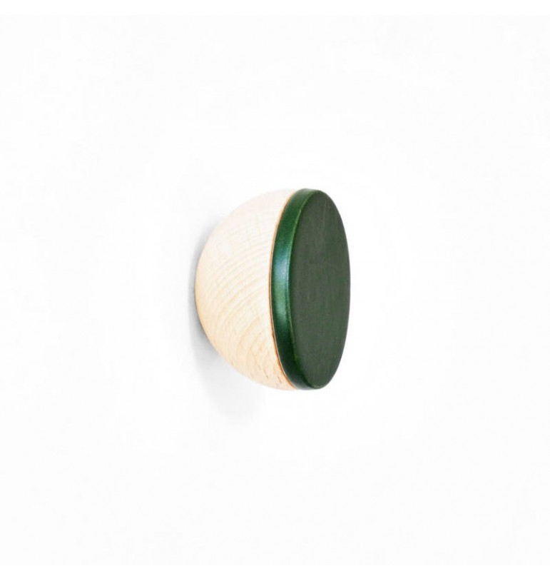 Patère demi-cylindre vert en bois de hêtre massif 5mm paper