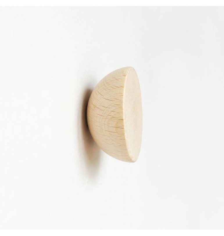 Patère demi-sphère naturelle 6cm en bois de hêtre