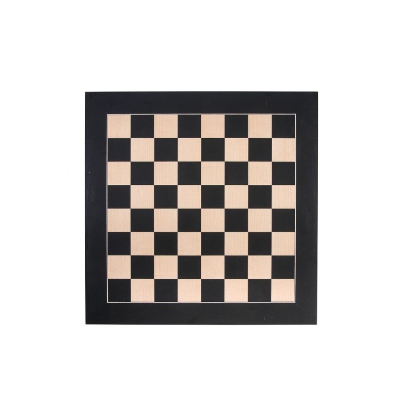Echiquier jeu échecs 40 cm en bois marquèterie d'érable noir blanc sans pièces
