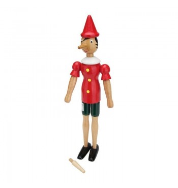 Figurine articulée Pinocchio 38cm en bois massif Italie pantin marionnette