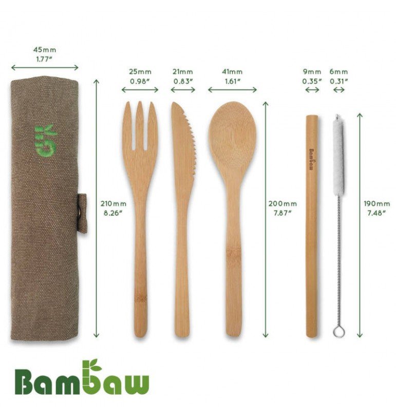 ZME01557-Ensemble de Couverts en Bois avec Fourchette Couteau et