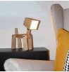 Lampe bureau design Charlie batterie LED chien articulé sans fil bois variateur couleurs