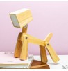 Lampe bureau design Charlie batterie LED chien articulé sans fil bois variateur couleurs
