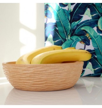 Corbeille à fruits ou saladier bois manguier massif relief lisse banane