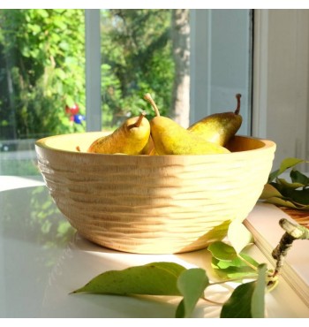 Bol à fruits ou saladier à relief en manguier massif