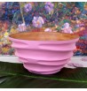 Bol à fruits twist rose en bois de manguier massif vagues couleur