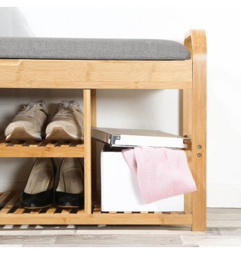 Shoe bench with bamboo storage