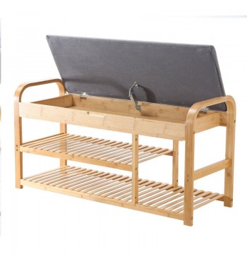 Shoe bench with bamboo storage