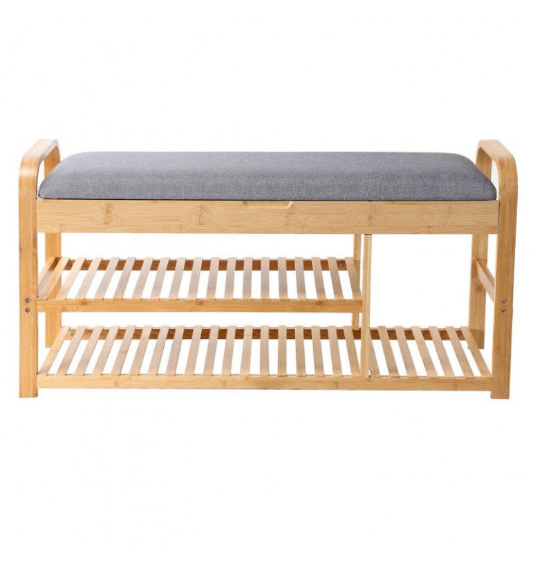 Shoe bench with bamboo storage