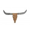 Tête de buffle décorative bois teck massif crâne cornes bison HSM