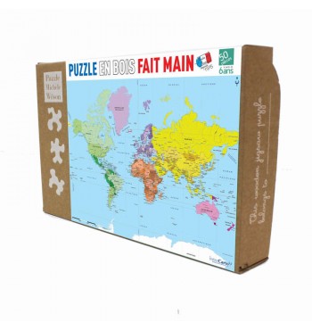 Puzzle Carte du Monde 50pcs en bois PAYS continents Wilson