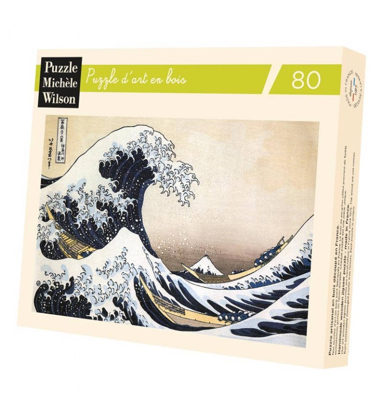 Puzzle La Vague Hokusai 80pcs en bois estampe Wilson mot fuji