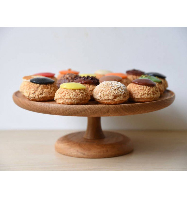 Assiette à gâteau ou présentoir taille L en teck