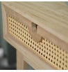 Table de chevet à tiroir en cannage de rotin bois clair tiroir