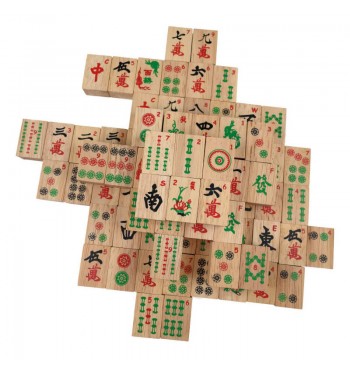 tuiles Jeu de Mahjong bois hévéa et samena chiffres arabes points Philos