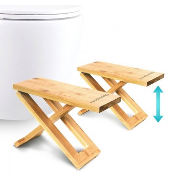 Tabouret physiologique WC toilettes bois pliable 3 hauteurs bambou