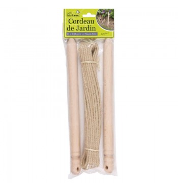 Cordeau de jardin 10m corde fibres chanvre bois hêtre COUPE DROITE cordeline