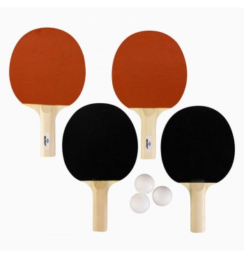 Set Tennis de Table 4 Raquettes bois 3 balles ping pong Engelhart