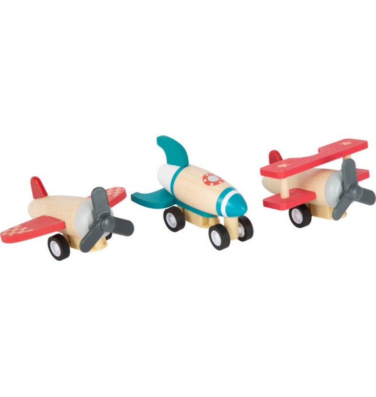 Trio d'avions en bois à rétrofriction SMALL FOOT