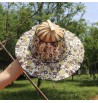 Chapeau éventail à fleurs en bambou pliable