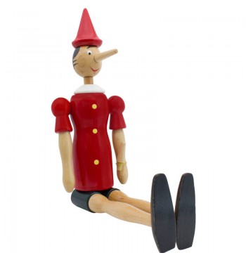 Pantin articulé Pinocchio 50cm en bois massif histoire menteur