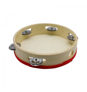 Tambourin avec 6 cymbalettes - Cet instrument initie les enfants à la  musique en exerçant leur sens du rythme et en renforçant l