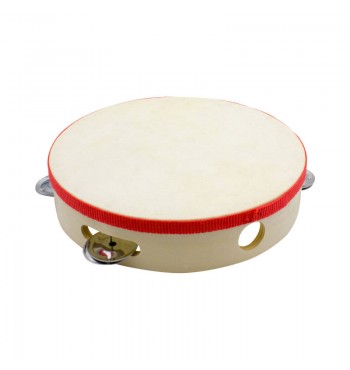 Tambourin en bois clair avec 5 cymbalettes musique percussion gico