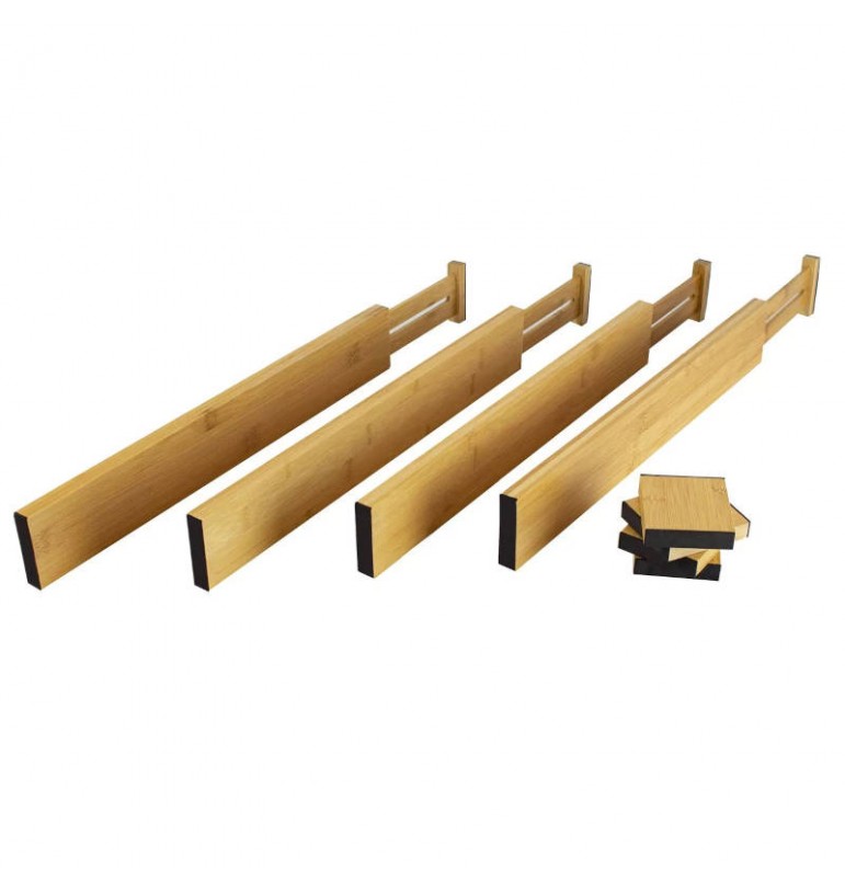 Séparateurs de tiroirs extensibles 8pcs en bambou