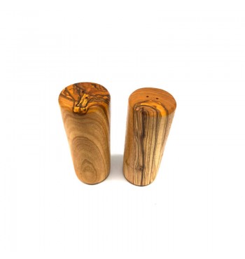 Duo Salière & Poivrière en bois d'olivier massif RECHARGE bouchon artisanat