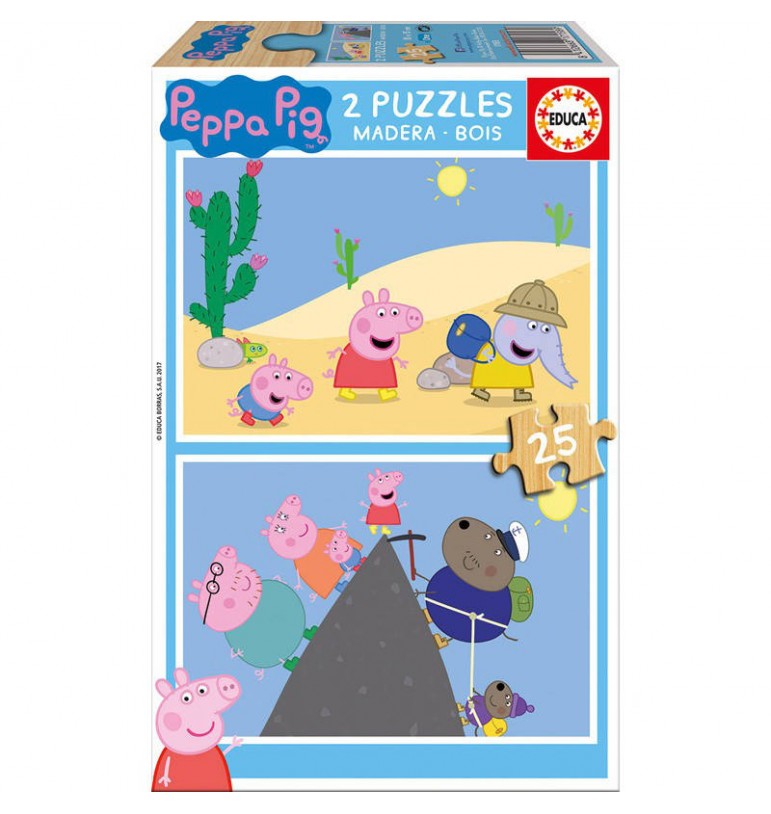 Puzzles Peppa Pig 2 x 25 pcs en bois Educa montagne désert