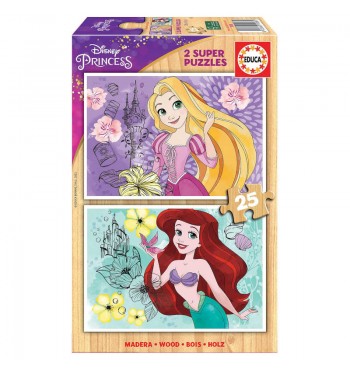 Puzzles Disney Petite Sirène & Raiponce bois princesses dessin animé