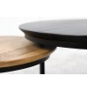 Duo de tables basses rondes bois acacia massif métal pieds noirs gigognes