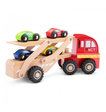 Camion de transport de voitures de courses en bois hêtre New Classic Toys