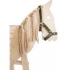 Cheval d'équitation avec coffre rangement en bois brut licol
