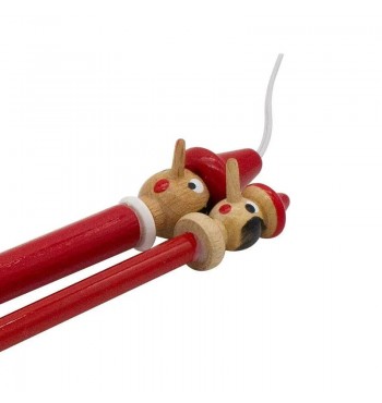 Crayon et stylo à bille Pinocchio en bois rouge nez