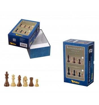BOITE Pièces de jeu d'échecs Artus 83mm pions blancs en buis et noirs en bois ACACIA