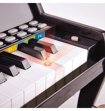 touches lumineuses Piano électronique noir apprentissage tabouret bois Hape