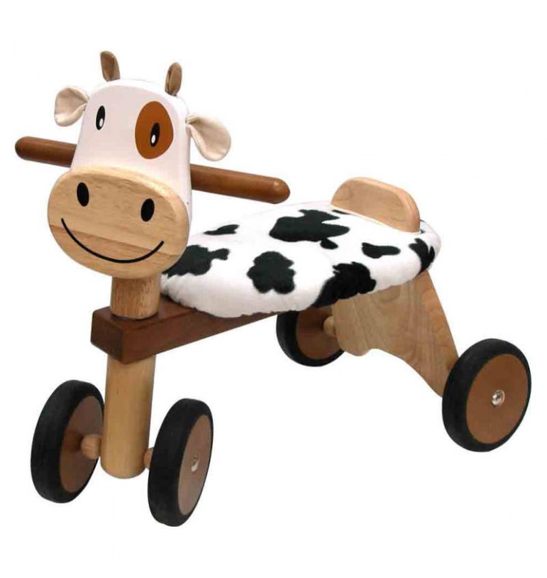 Vélo porteur d'équilibre Vache en bois draisienne I'm Toy