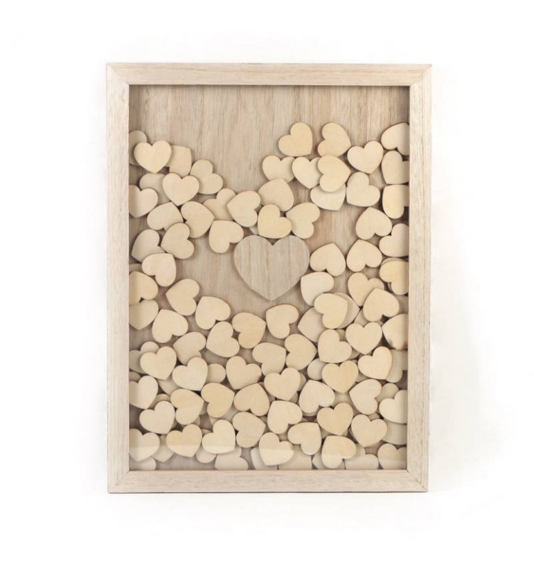 Tableau panneaux Messages forme Coeur à écrire affichage bois graine créative