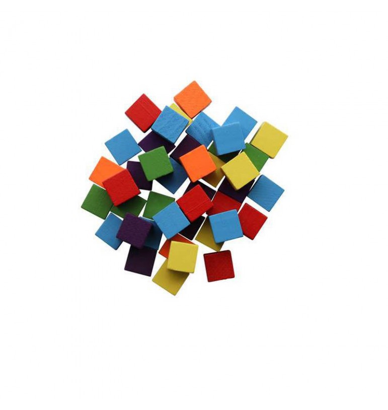 Cubes en bois de couleur 15x15mm 42pcs loisirs créatifs glorex