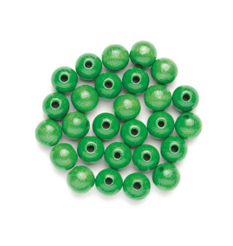Perles vertes rondes 10mm en hêtre FSC 47pcs glorex