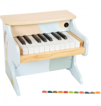 Piano électronique d'apprentissage en bois bleu autocollants couleurs