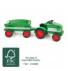 Tracteur vert + remorque benne en bois certifié label FSC
