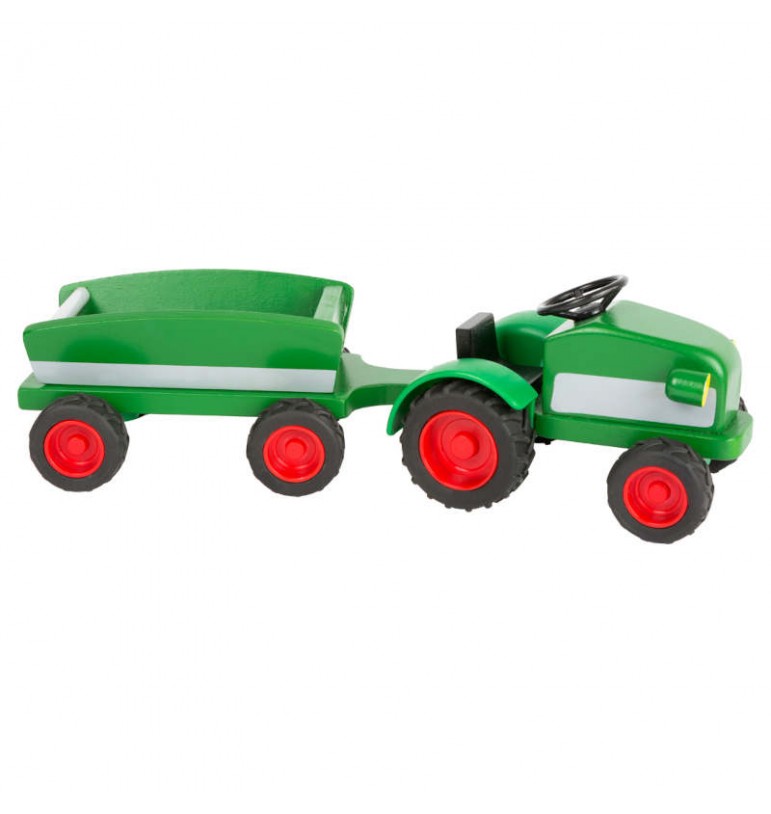 Tracteur vert + remorque benne en bois FSC