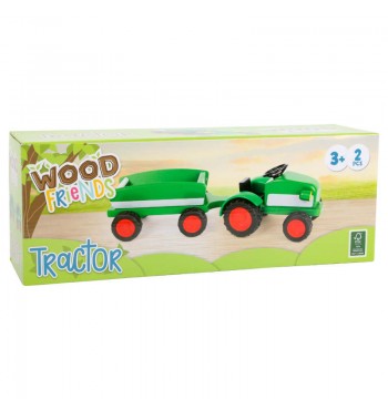 Tracteur vert + remorque benne en bois FSC small foot