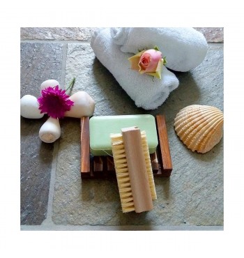 brosse ongles porte savon bois