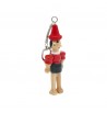 Porte-clés Pinocchio articulé 10cm en bois rouge nez long