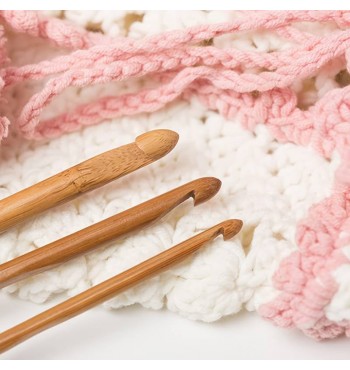 Crochets de broderie et tricot 3-25mm 15pcs en bambou