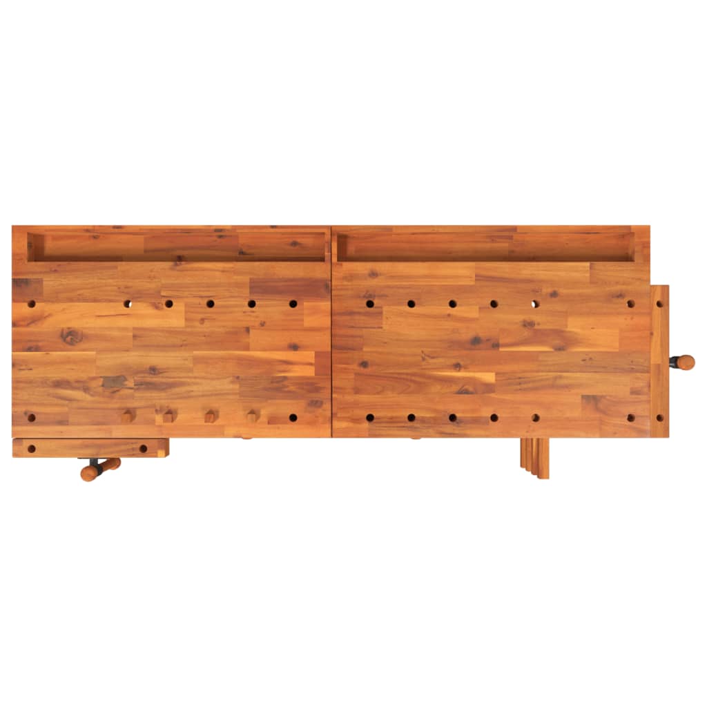 Établi 2 tiroirs 2 étaux 162x62x83cm bois acacia massif bricolage travail