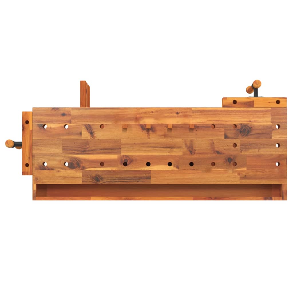 Établi avec rangements et 2 étaux 124x52cm bois acacia bricolage
